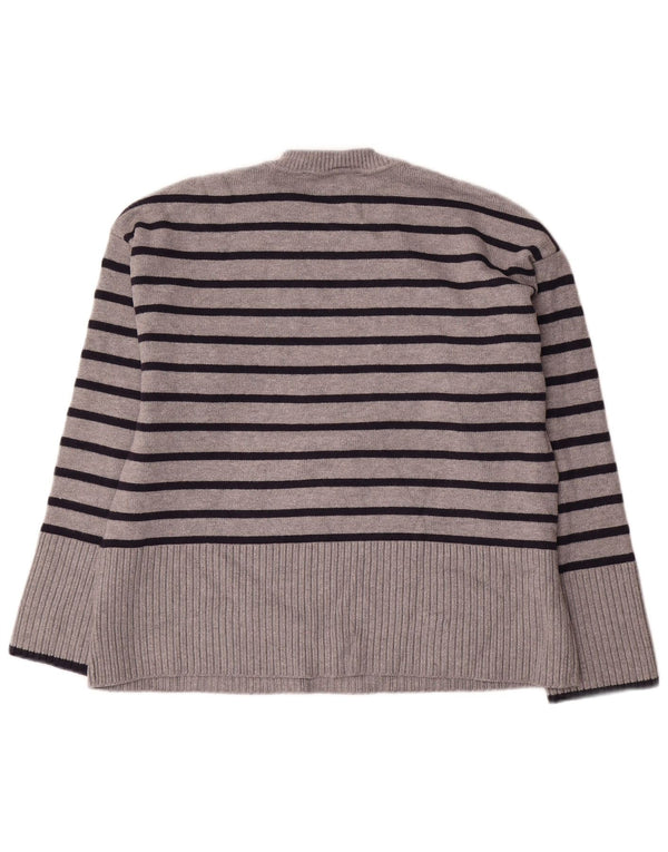 Maglione girocollo oversize da donna Zara UK 10 piccolo grigio a righe