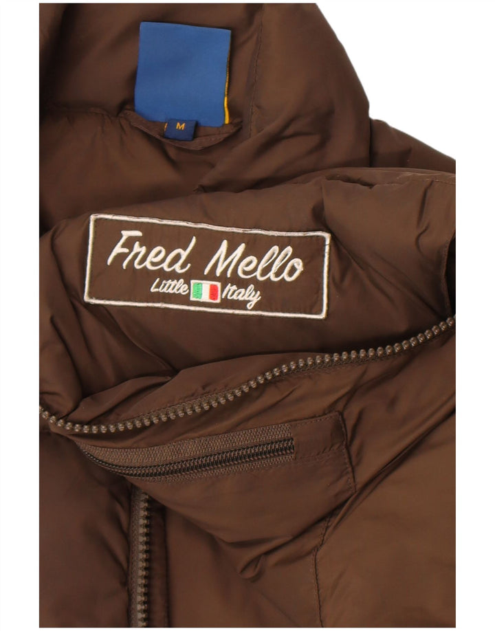 Gilet imbottito con grafica da uomo Fred Mello UK 40 Poliammide marrone medio