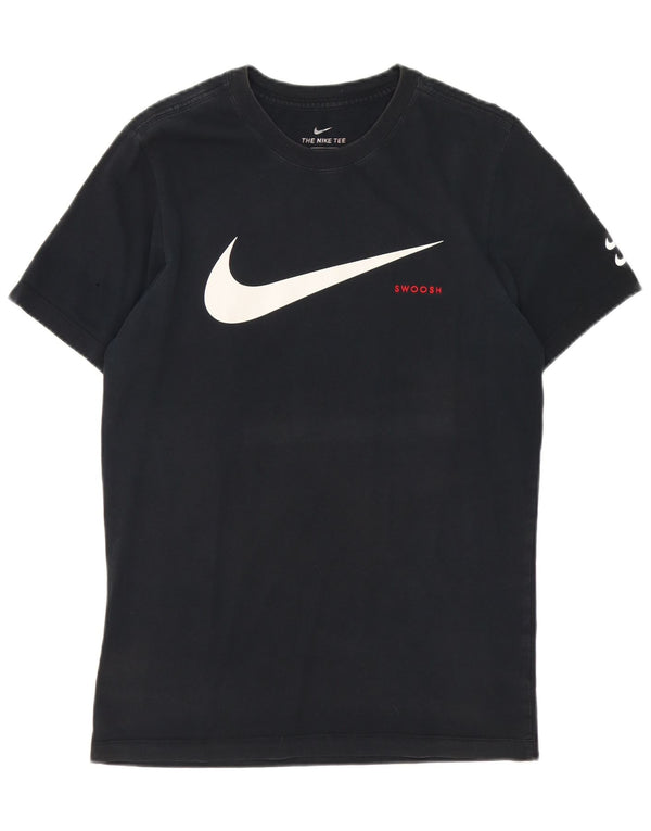 T-shirt grafica Nike Swoosh da uomo, piccola, in cotone nero