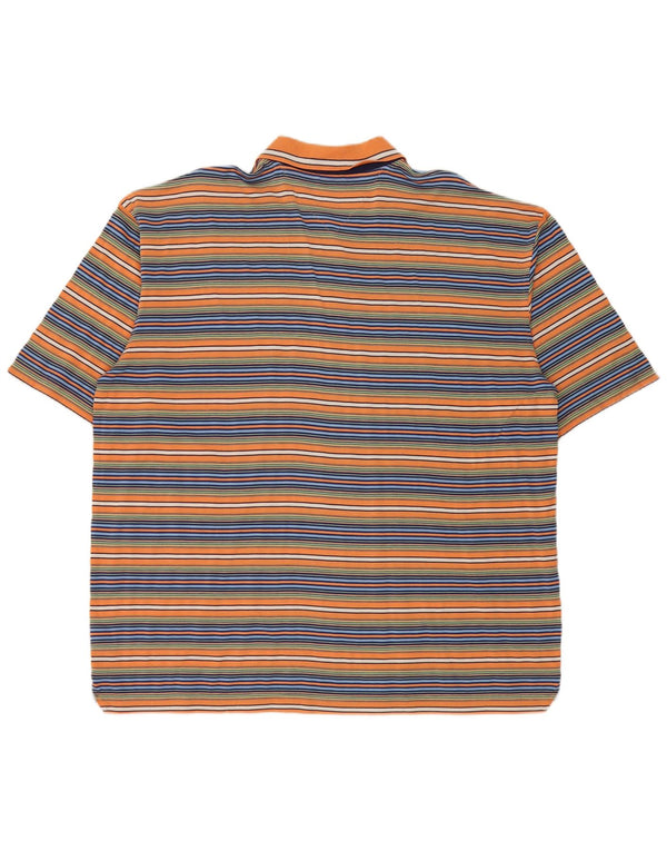 Polo da uomo Tommy Hilfiger XL in cotone a righe arancioni