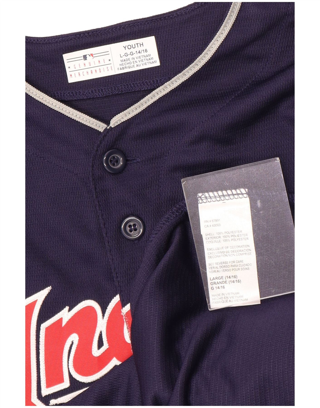 MERCE ORIGINALE Maglia da ragazzo Indians Top 14-15 anni Large Blu Navy