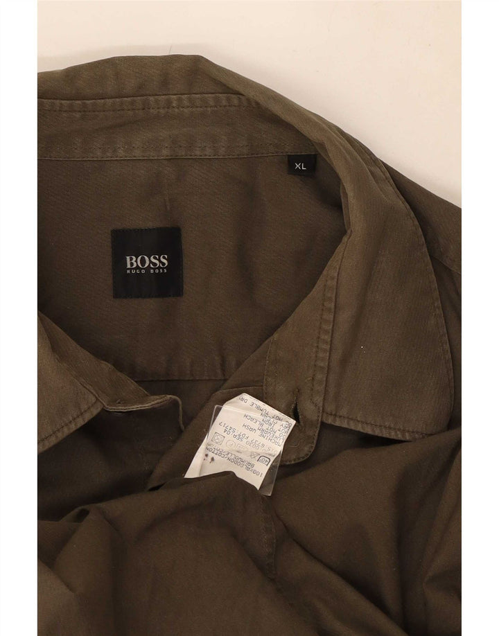 Camicia da uomo Hugo Boss XL in cotone kaki