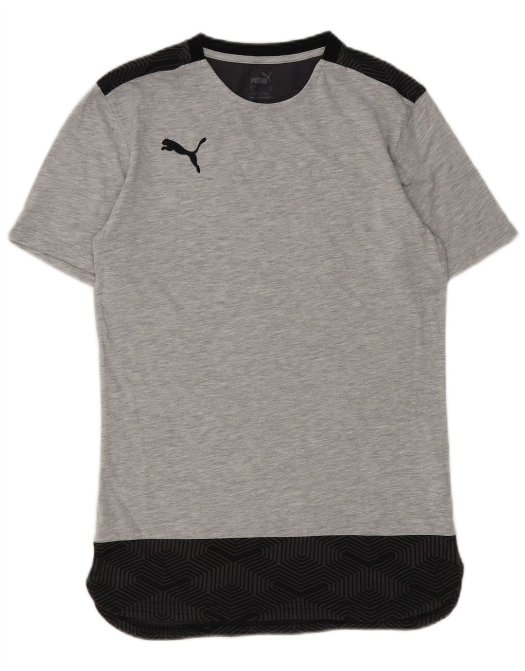 T-shirt da uomo Puma Top Small in cotone geometrico grigio