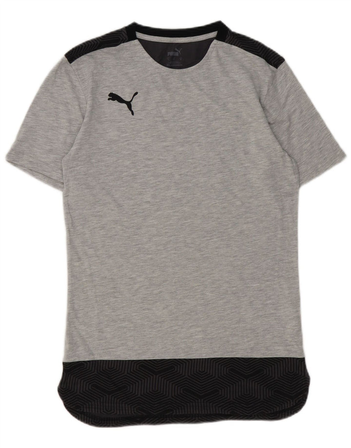 T-shirt da uomo Puma Top Small in cotone geometrico grigio