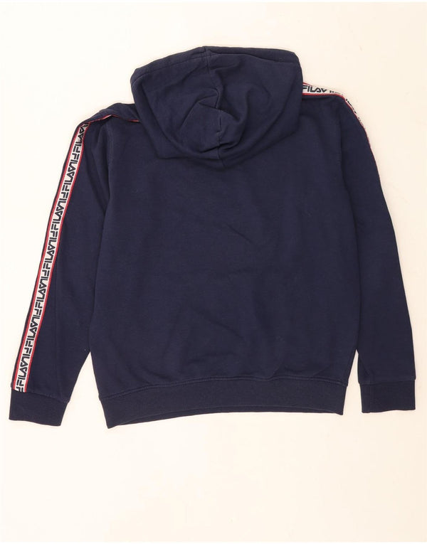 Felpa con cappuccio grafica da uomo Fila, cotone color block medio blu navy