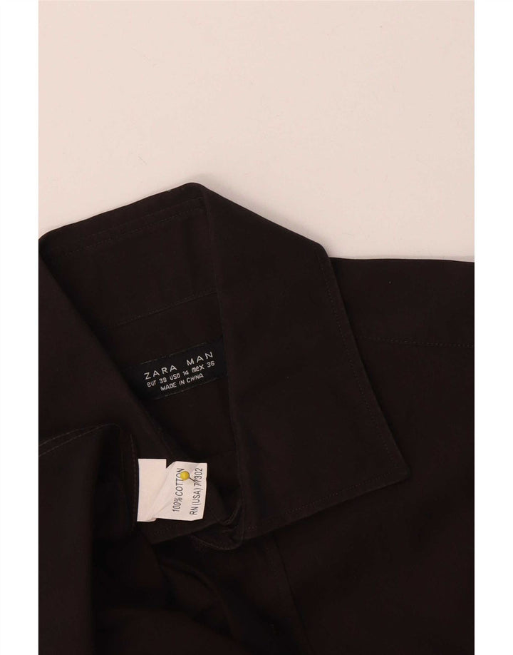Camicia Zara da uomo EU 38 in cotone marrone medio