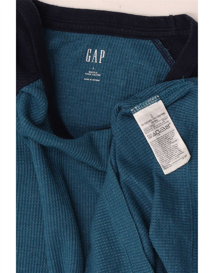 Gap Top da uomo a maniche lunghe in cotone color block blu largo