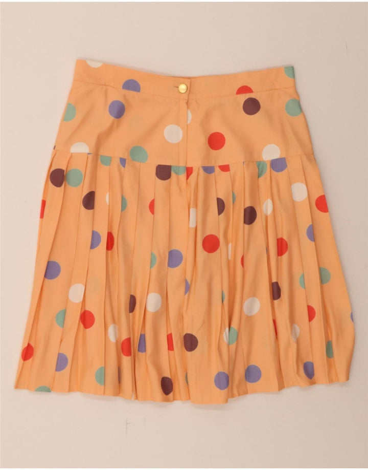 VINTAGE Womens High Waist Pleated Skirt UK 18 XL W32 Orange Polka Dot Vintage Vintage and Second-Hand Vintage from Messina Hembry 