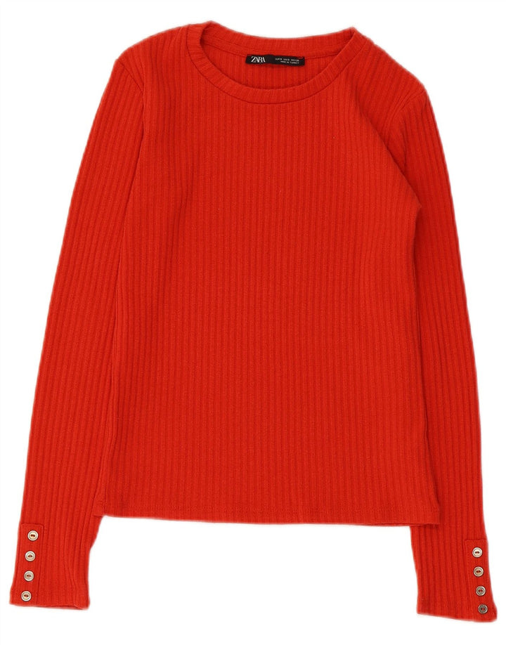 Top Zara da donna a maniche lunghe UK 8 Small rosso