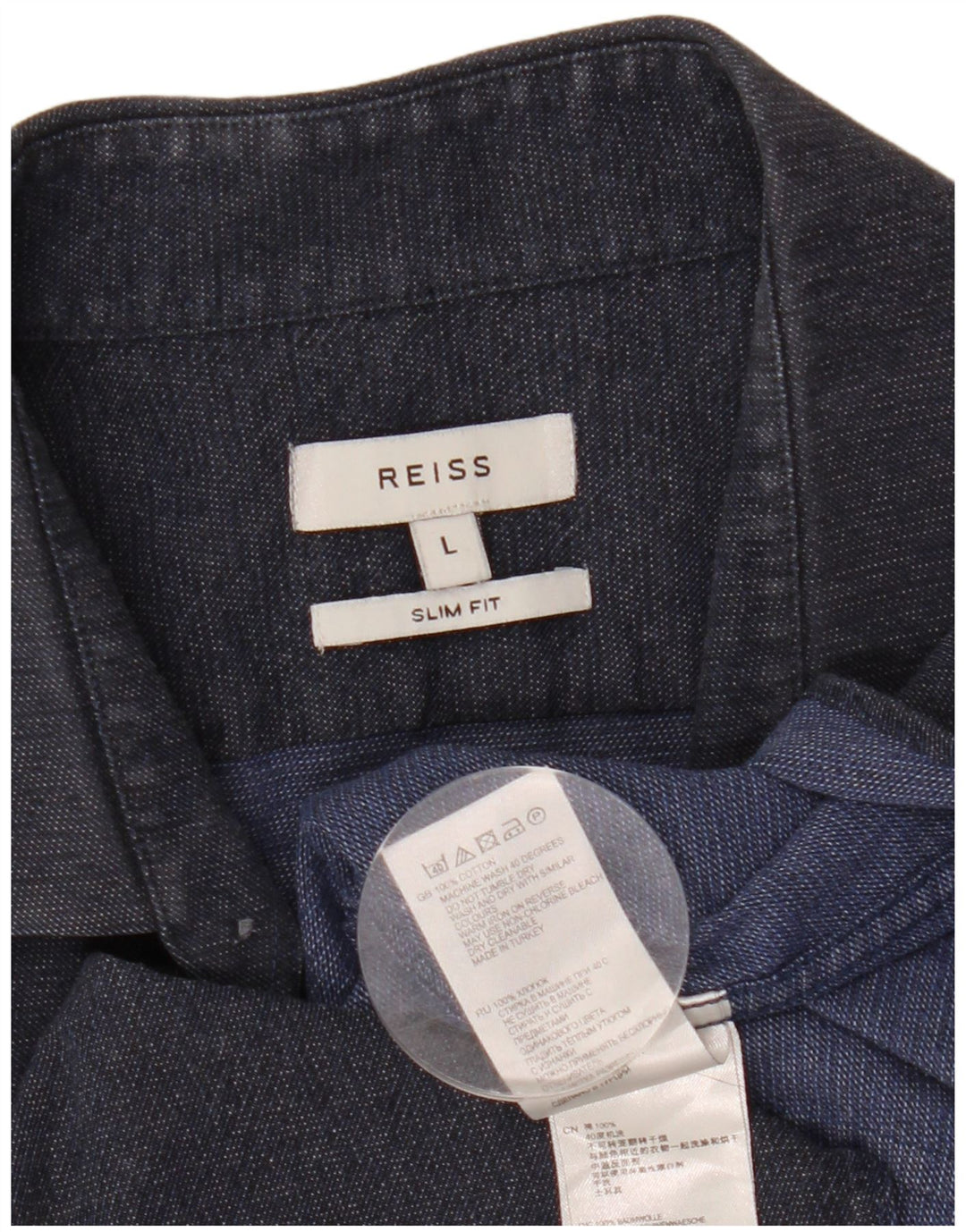 Camicia Reiss da uomo slim fit grande in cotone blu navy