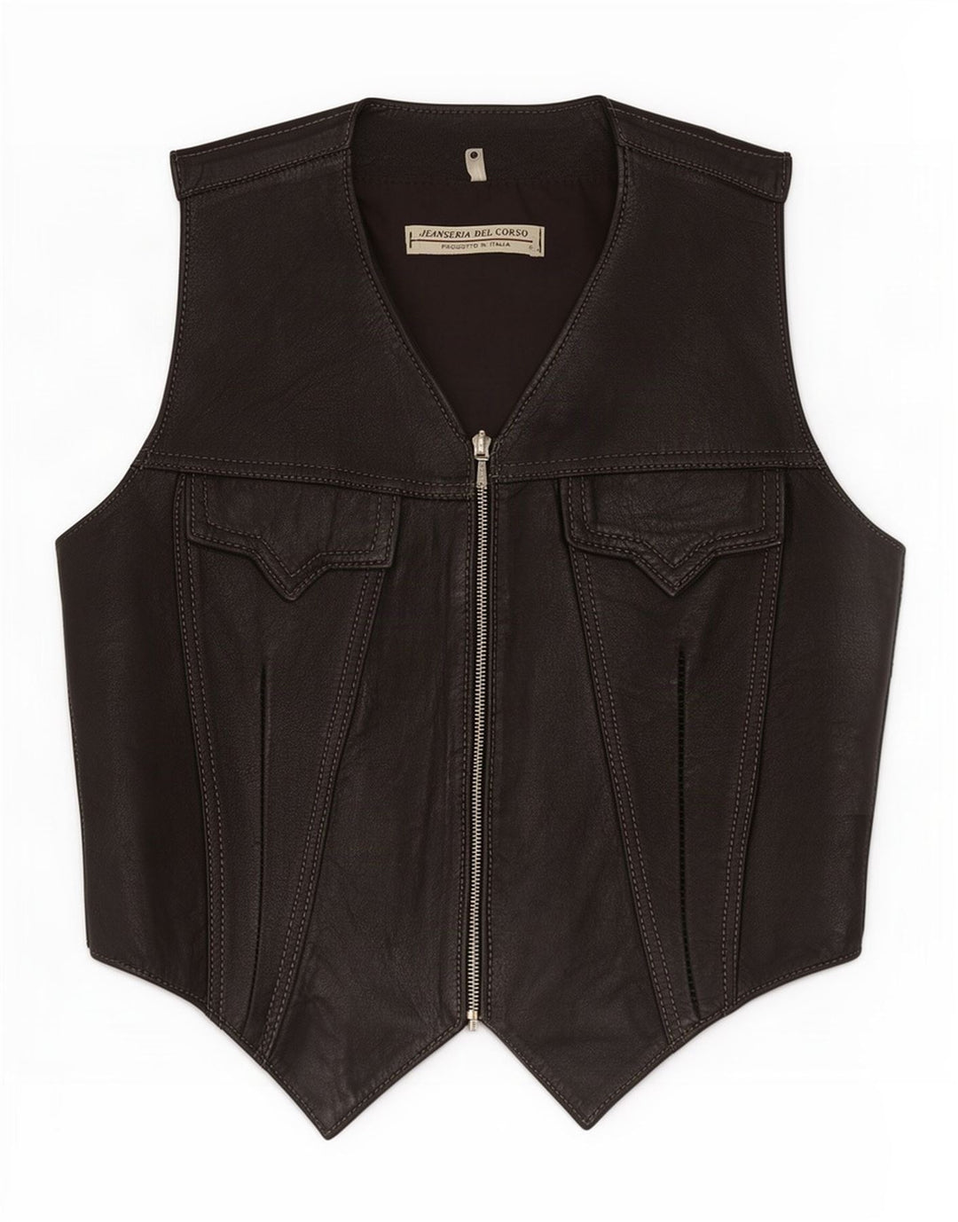 Jeanseria Del Corso Gilet in pelle da donna UK 12 Medio Nero