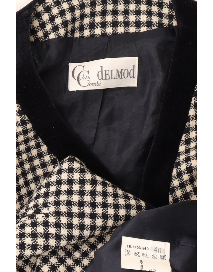 DELMOD Womens 4 Button Blazer Jacket EU 40 Medium Black Houndstooth Vintage Delmod and Second-Hand Delmod from Messina Hembry 