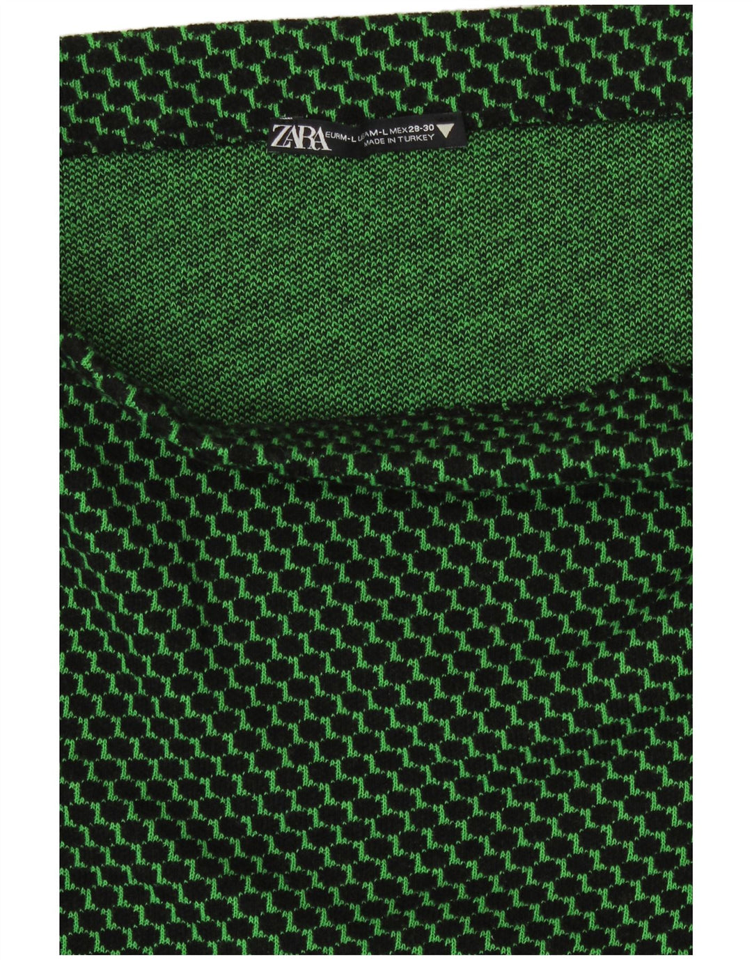 Minigonna in maglia da donna Zara grande W30 verde geometrica