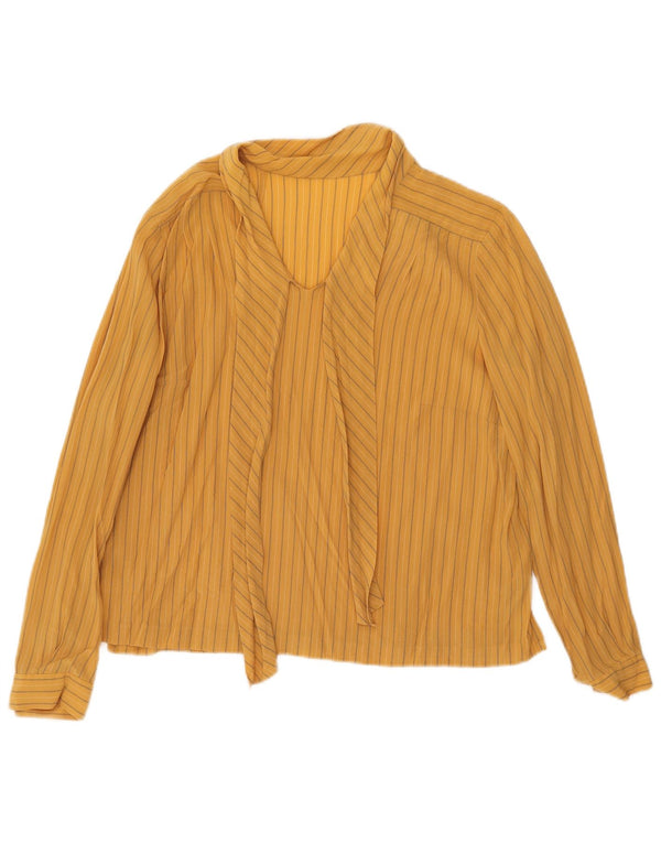 Camicetta trasparente da donna vintage top UK 16 grandi a righe gialle