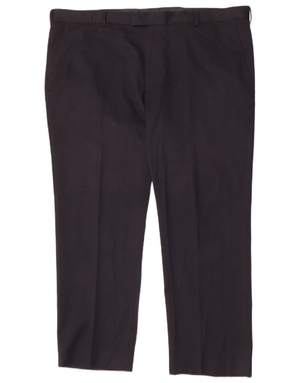 Pantaloni da abito dritti regolari da uomo Marks & Spencer W42 L29 Blu Navy