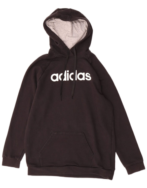 Maglione con cappuccio oversize grafico da donna Adidas UK 8/10 piccolo cotone nero