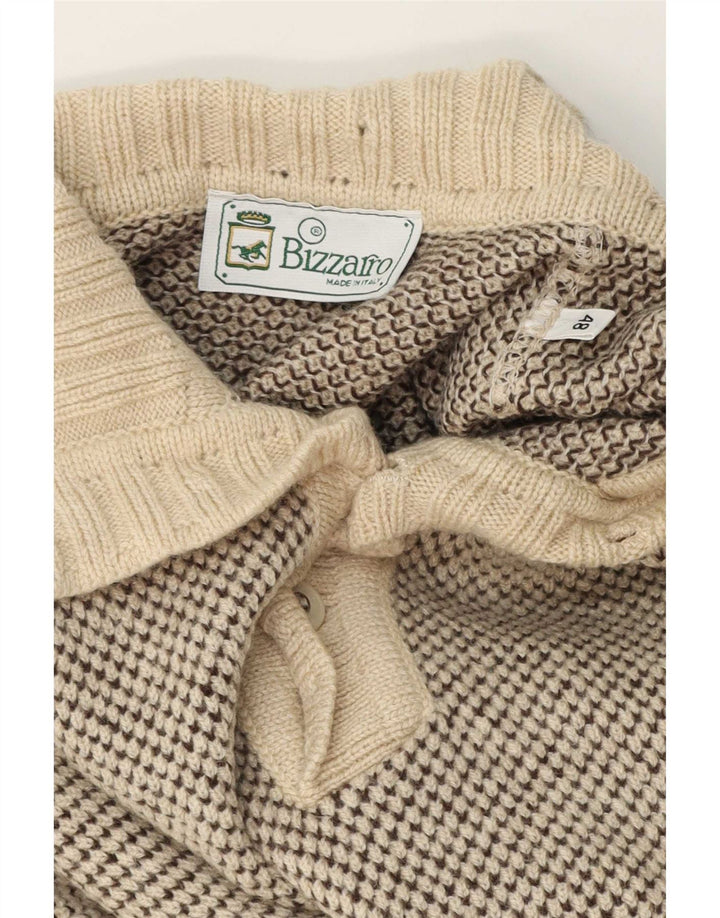 Maglione da uomo Bizzarro con collo a bottoni IT 48 Beige medio screziato