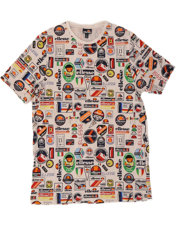 ELLESSE T-shirt grafica da uomo Top XL in cotone multicolore