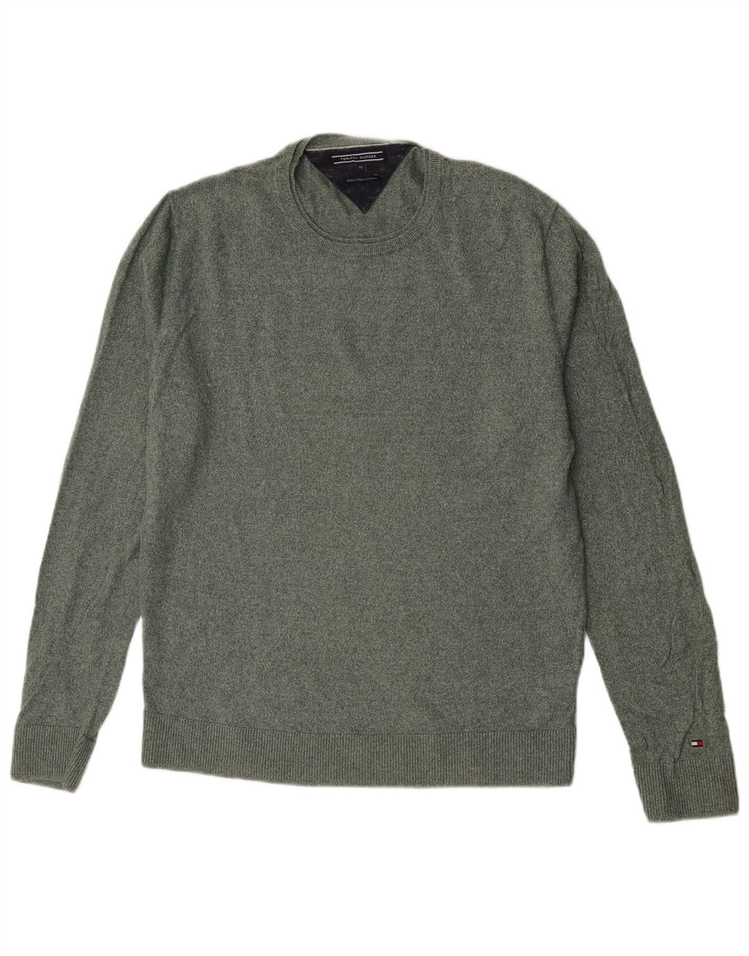 Maglione maglione girocollo da uomo Tommy Hilfiger XL in cotone verde