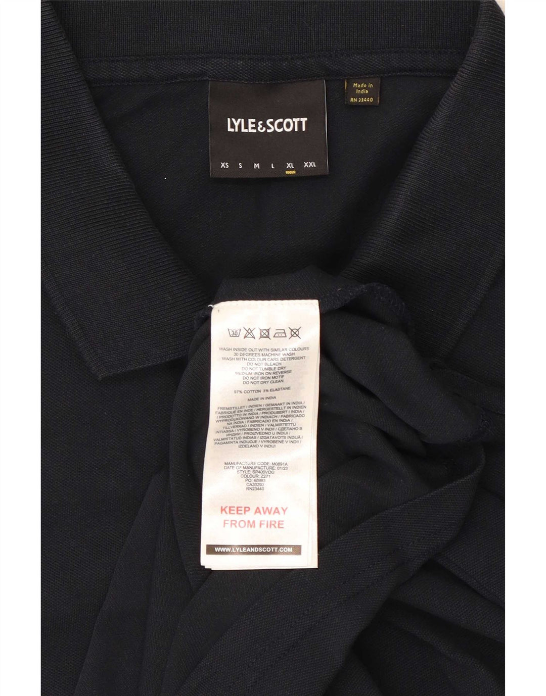 Polo da uomo Lyle & Scott XL in cotone blu navy