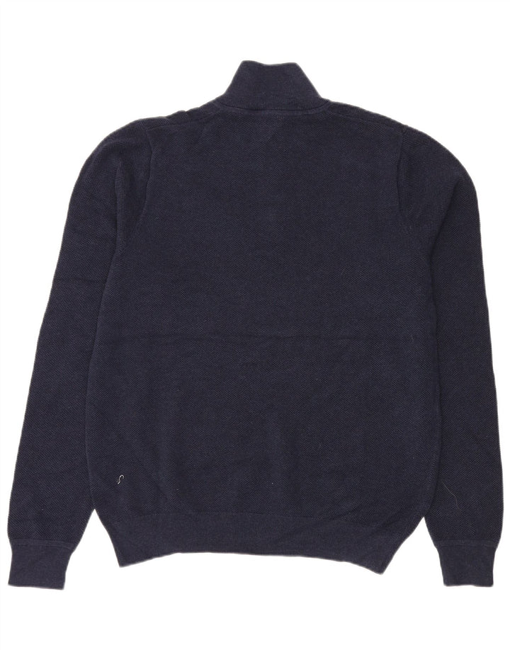 Maglione da uomo con zip e collo John Lewis, grande, in cotone blu navy