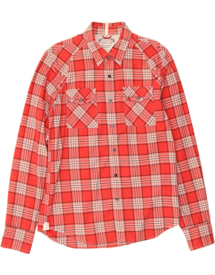 TOMMY HILFIGER Mens Flannel Shirt Large Red Check Cotton Vintage Tommy Hilfiger and Second-Hand Tommy Hilfiger from Messina Hembry 