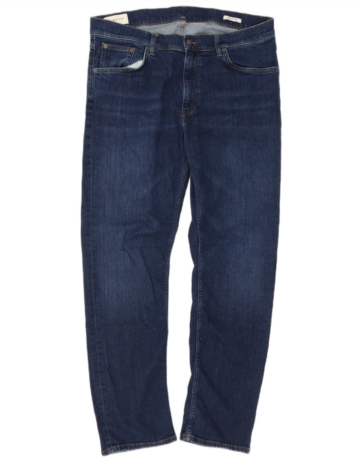 Jeans dritti da uomo vestibilità regolare Gant W38 L32 cotone blu