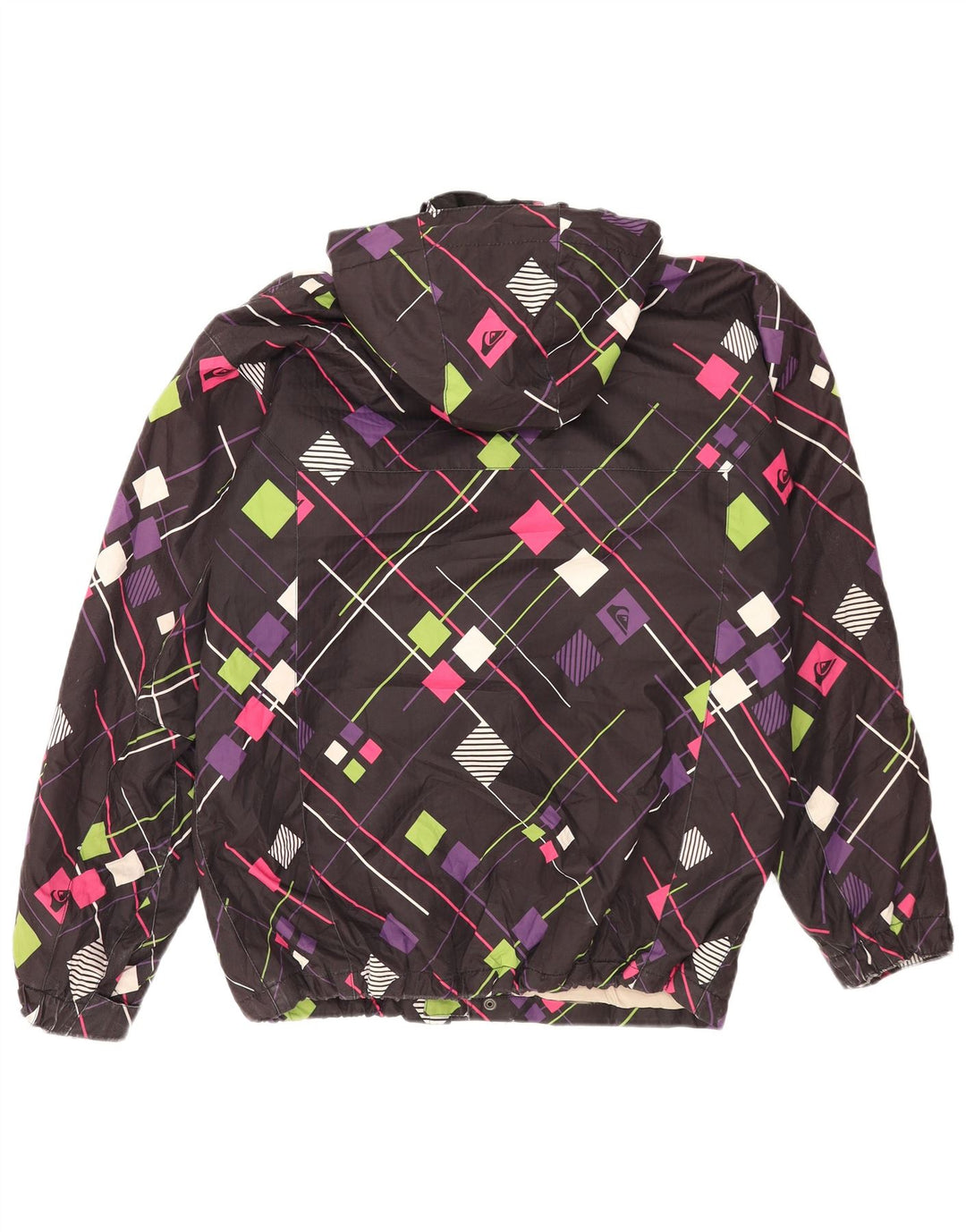 Giacca a vento con cappuccio da donna Quiksilver UK 14 Medium Black Geometric