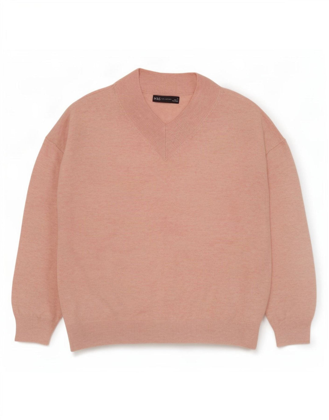 Maglione oversize con scollo a V da donna Marks & Spencer UK 10 piccolo rosa