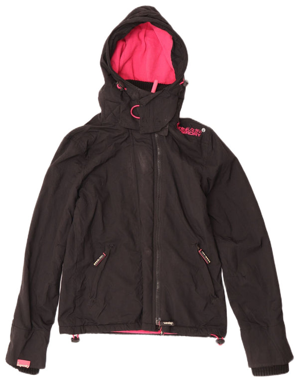 Giacca a vento con cappuccio da donna Superdry Windcheater UK 6 XS nylon nero