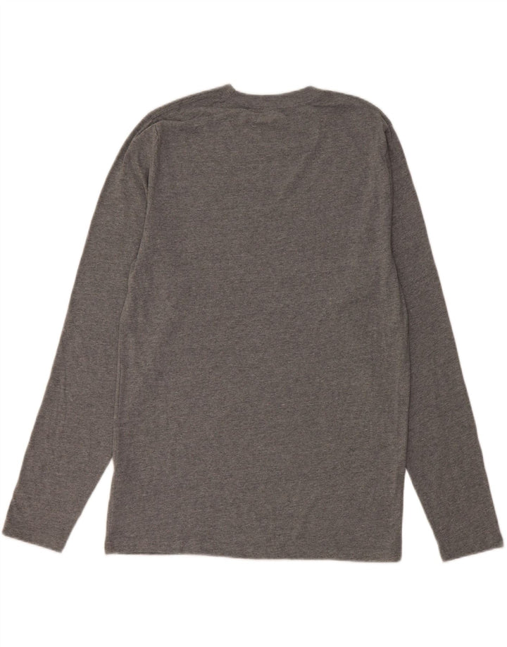 Top grafico da uomo Hollister a maniche lunghe in cotone grigio medio
