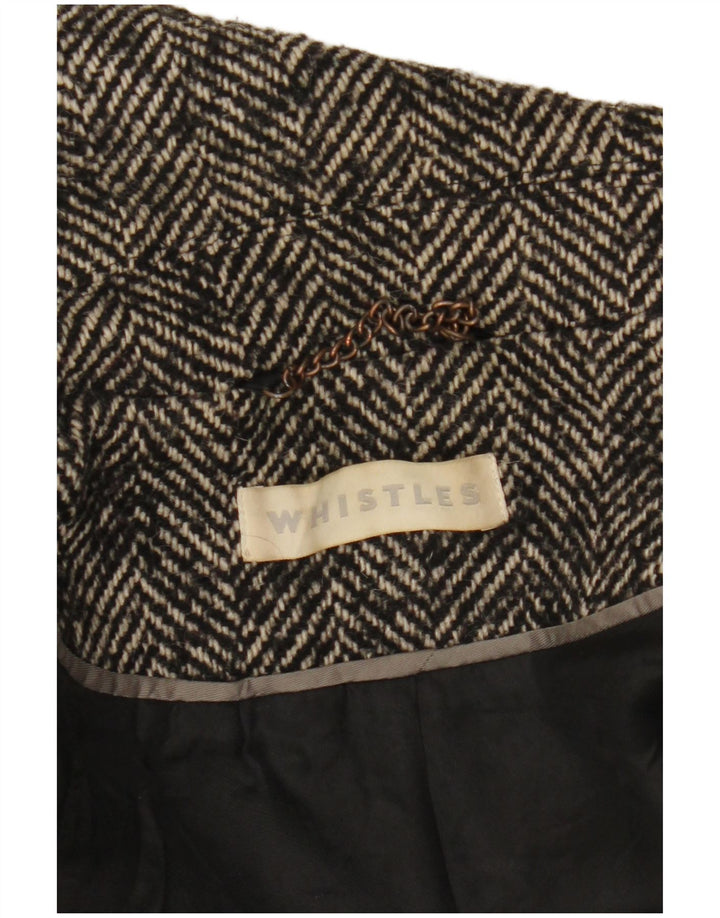 Soprabito oversize da donna Whistles UK 8 piccolo in lana a spina di pesce grigia