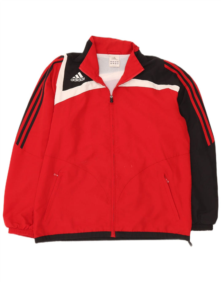 Giacca da tuta da uomo Adidas UK 42/44 Large Rosso Colourblock Poliestere