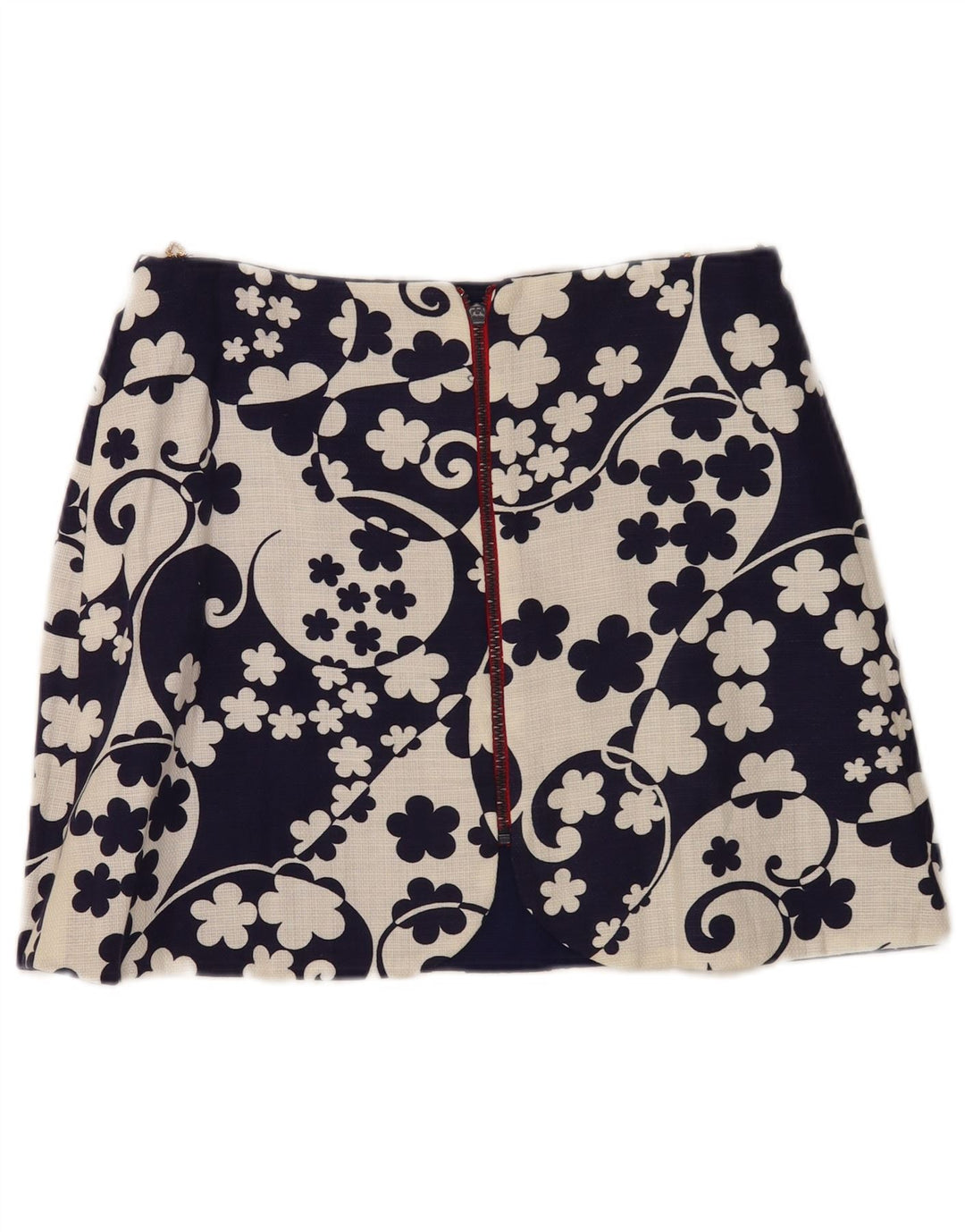 Minigonna vintage da donna W28 media blu navy floreale