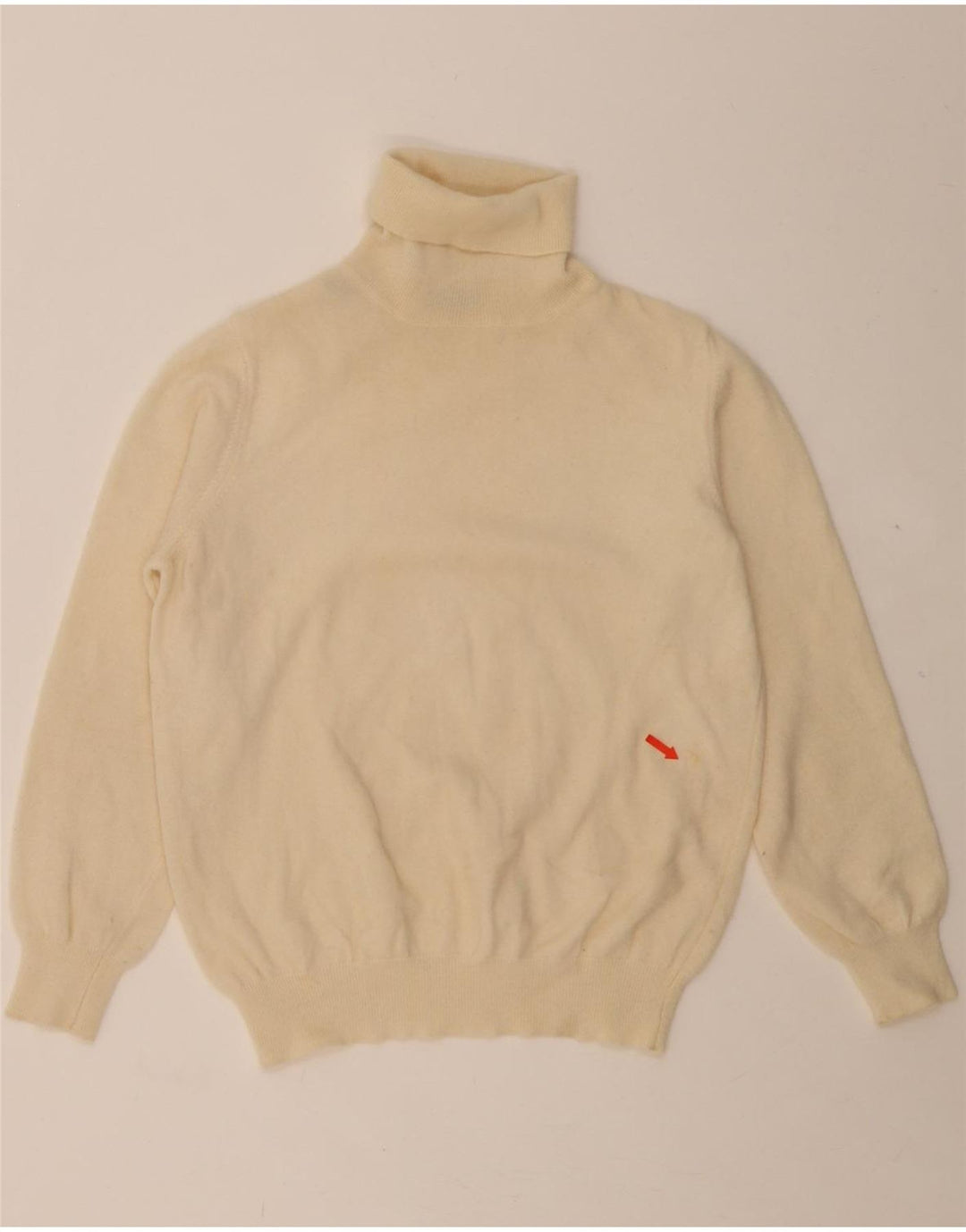 BENETTON Womens Roll Neck Jumper Sweater UK 14 Medium Off White Vintage Benetton and Second-Hand Benetton from Messina Hembry 