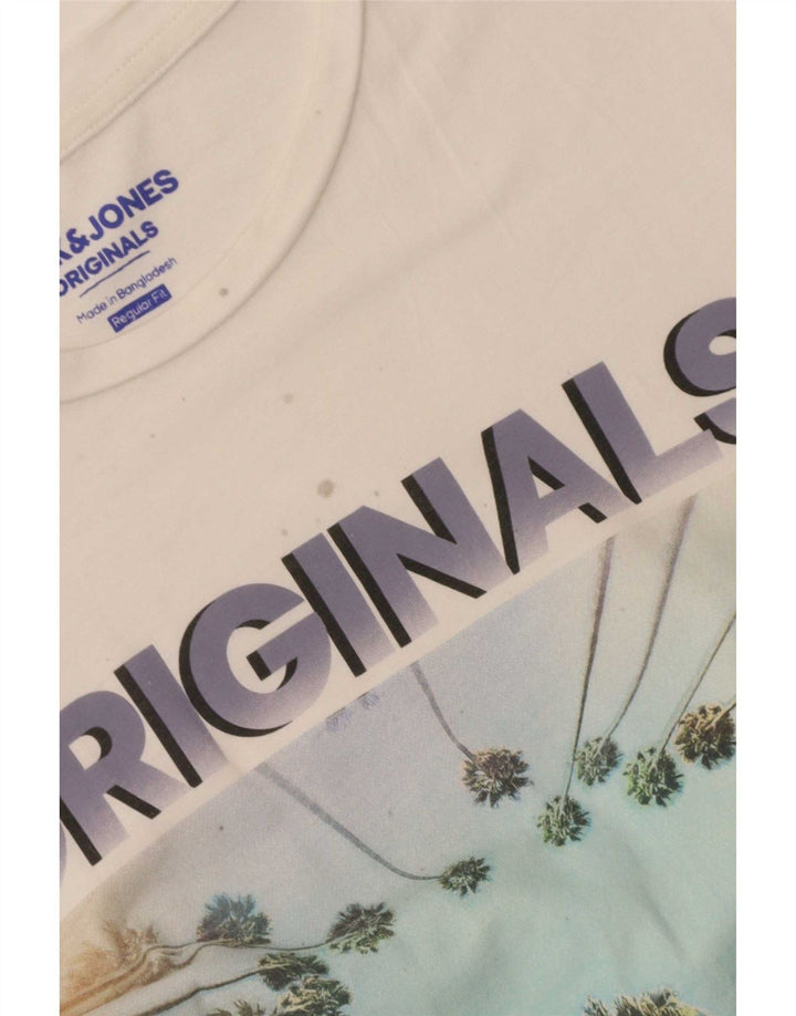 Jack & Jones T-shirt grafica da uomo con vestibilità regolare, maglietta grande in cotone bianco