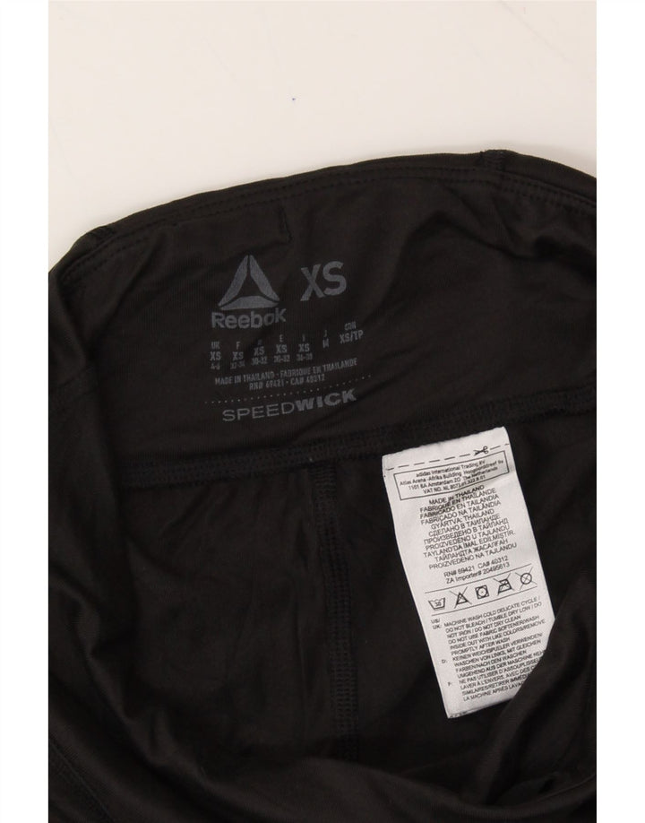 REEBOK Womens Graphic Leggings UK 4/6 XS Black Polyester Vintage Reebok and Second-Hand Reebok from Messina Hembry 