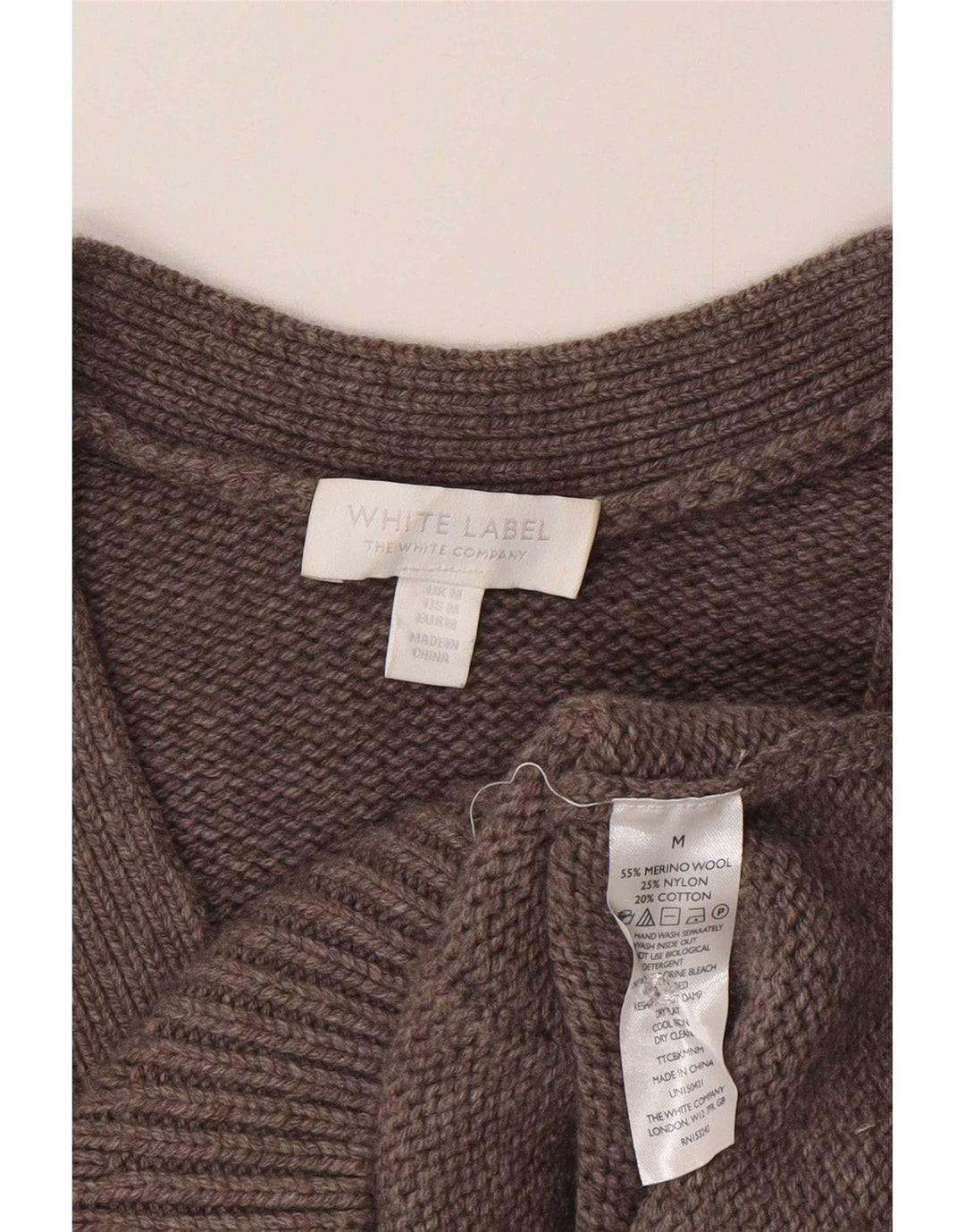 Maglione cardigan da donna White Label UK 12 Lana merino grigio medio