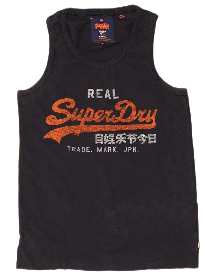 Canotta grafica da uomo Superdry, cotone medio blu navy