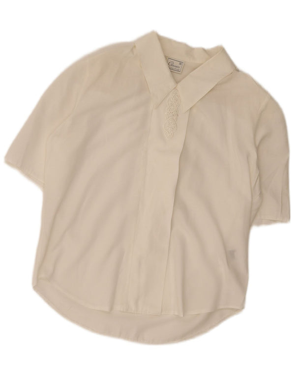 Camicetta classica a maniche corte da donna classica, taglia UK 12, colore bianco medio