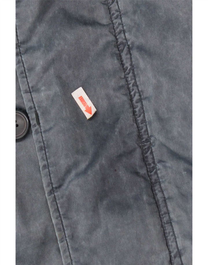 Giubbotto bomber con cappuccio vintage da uomo UK 42 XL blu navy in poliammide