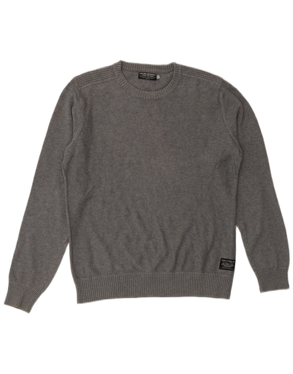 JACK & JONES Maglione maglione girocollo da uomo in cotone grigio medio