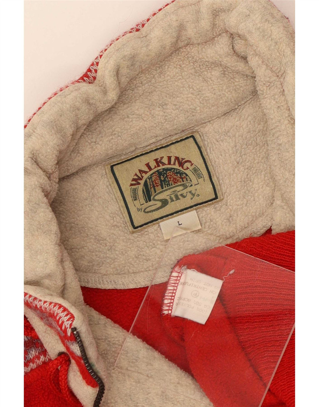 Silvy - Maglione in pile con collo con zip e grafica da uomo, grande, in poliestere color block rosso