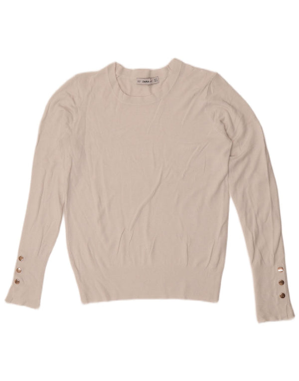 Maglione maglione girocollo da donna Zara UK 12 bianco medio