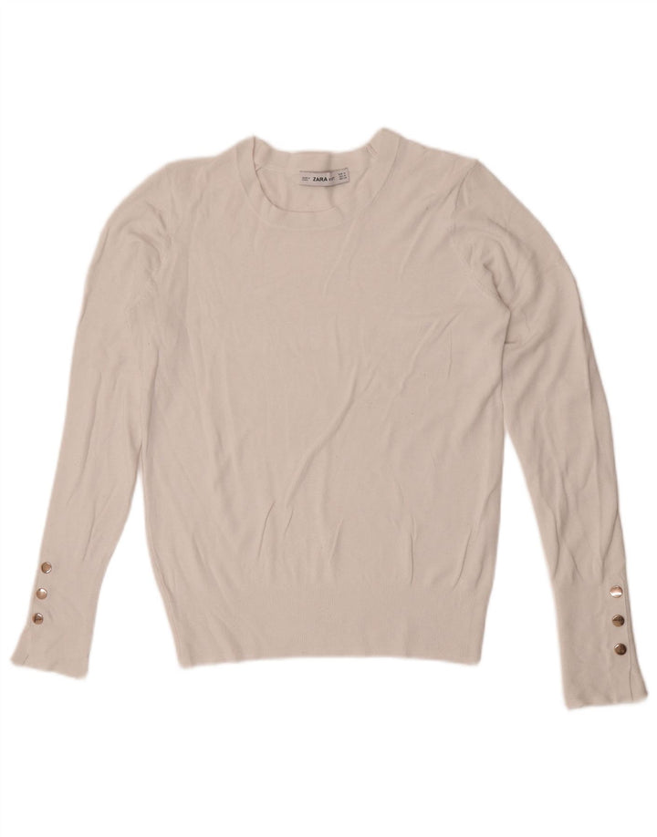 Maglione maglione girocollo da donna Zara UK 12 bianco medio
