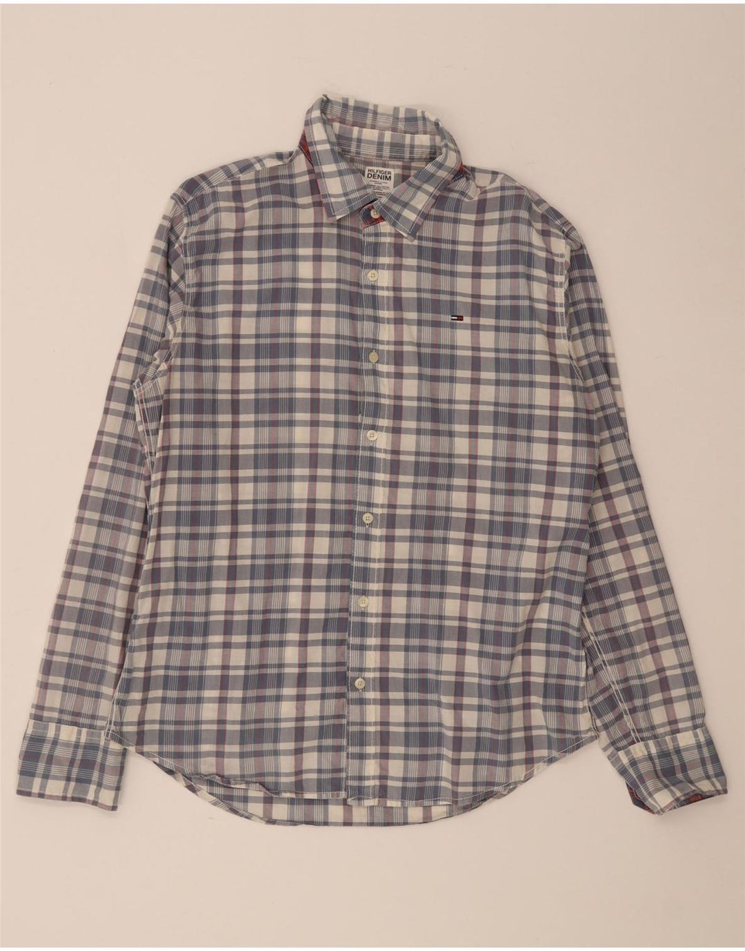 Camicia da uomo Tommy Hilfiger a quadri grandi in cotone blu