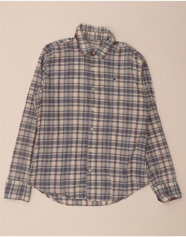 Camicia da uomo Tommy Hilfiger a quadri grandi in cotone blu