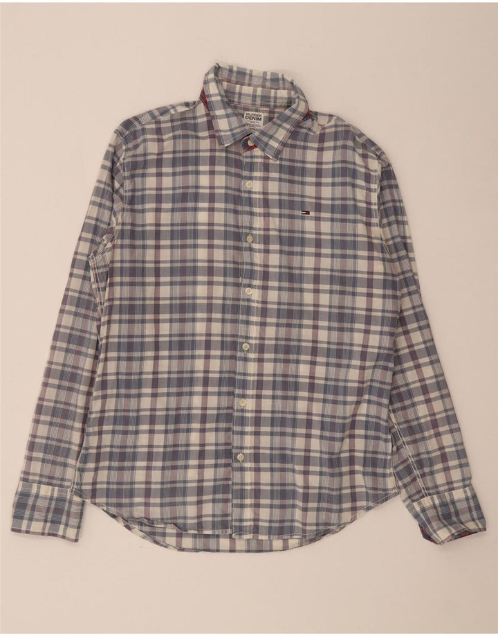 Camicia da uomo Tommy Hilfiger a quadri grandi in cotone blu