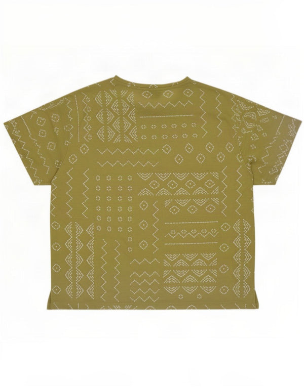 Marks & Spencer Womens T-Shirt Top UK 14 Large Green Geometric Polyester