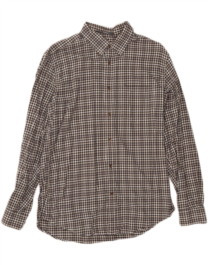 EDDIE BAUER Mens Relaxed Fit Shirt Medium Grey Gingham Cotton Vintage Eddie Bauer and Second-Hand Eddie Bauer from Messina Hembry 